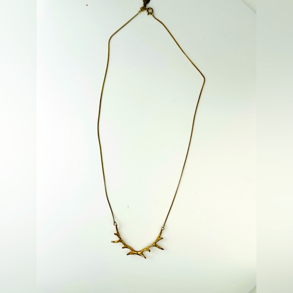 Gold plated antler necklace. Boho style beautiful.